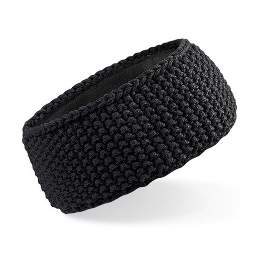 Beechfield Womens/Ladies Slopeside Winter Waffle Headband / Black